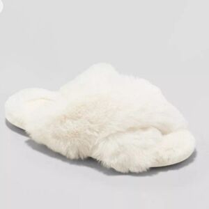 Women's Paris Crossband Slide Slippers Off White Starts Above Size XL 1…